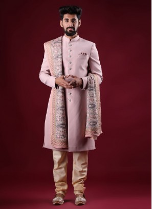 Wedding Wear Indowestern In Pink Color