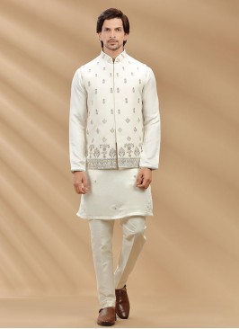 Wedding Wear Ivory Nehru Jacket Set