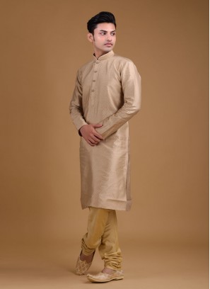 Wedding Wear Kurta Pajama in Golden Color