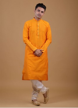 Wedding Wear Kurta Pajama In Orange Color