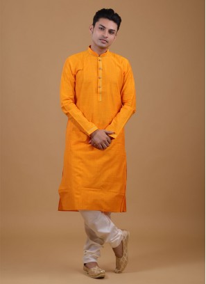Wedding Wear Kurta Pajama In Orange Color