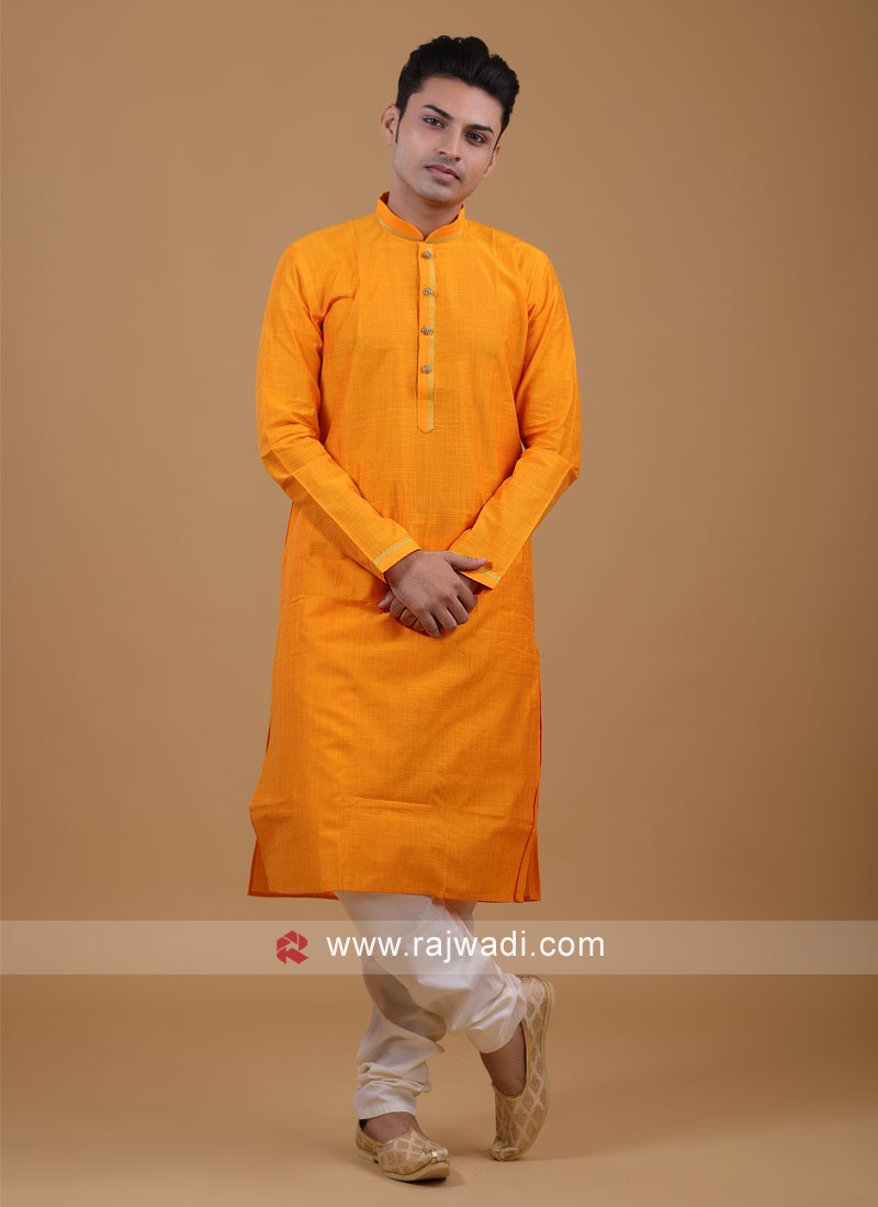 Orange and discount white kurta pajama