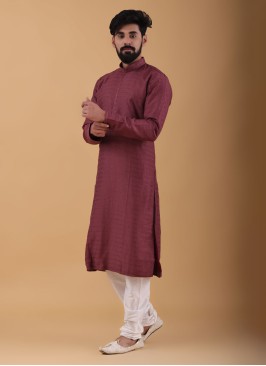 Wedding Wear Kurta Pajama In Wine Color