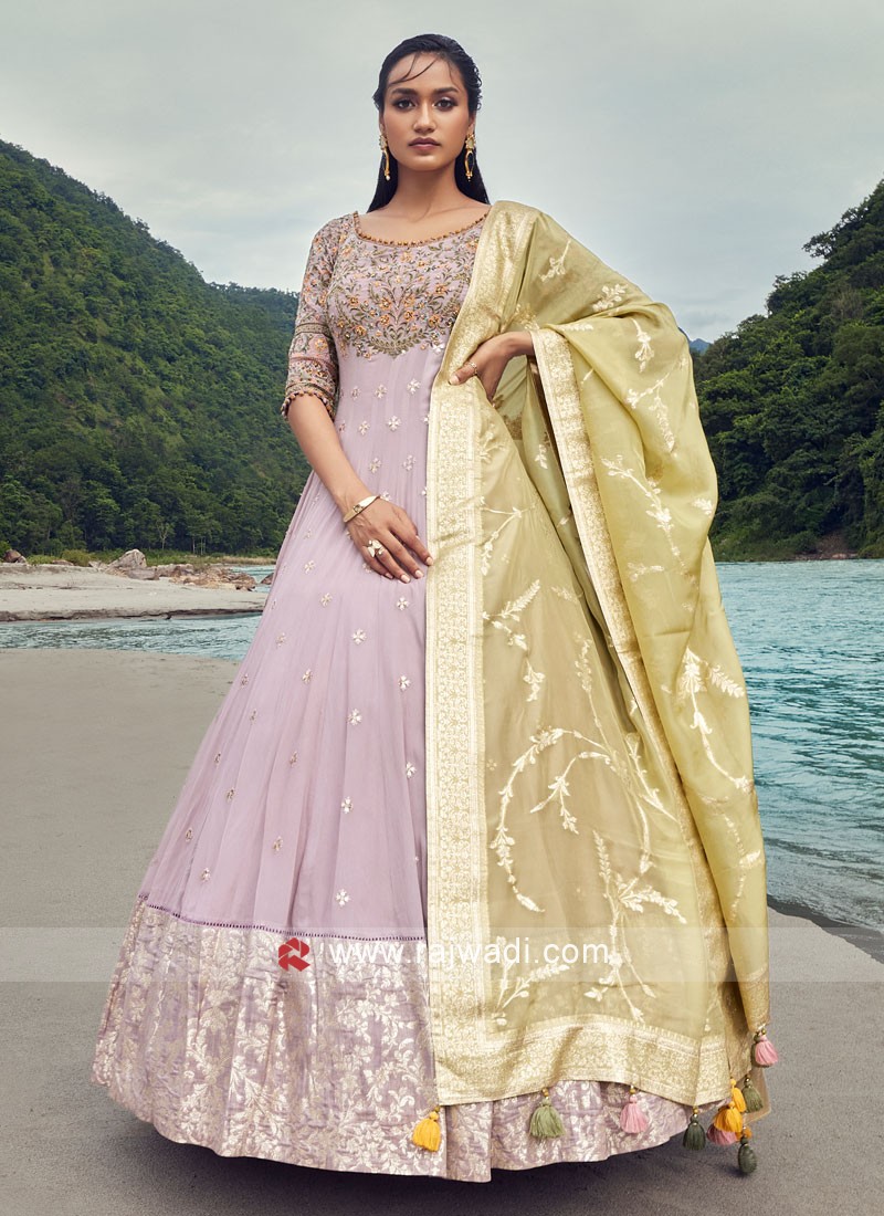 Buy Lavender Anarkali Long Gown Online. – Odette