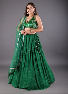 Wedding Wear Lehenga Choli In Green Color