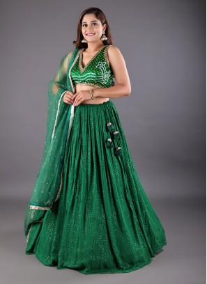 Wedding Wear Lehenga Choli In Green Color