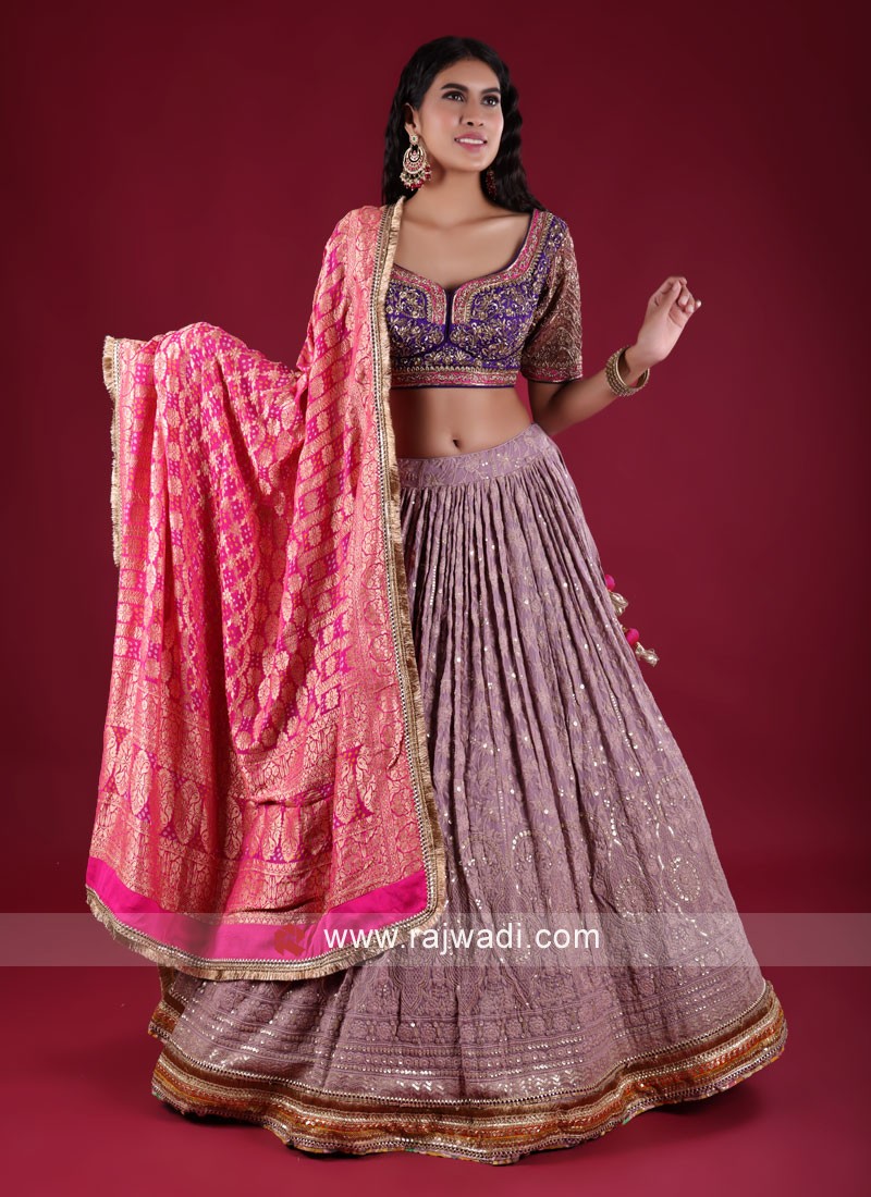 Popular Pink Lucknowi Work Lehenga Choli and Pink Lucknowi Work Chaniya  Choli Online Shopping