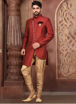 Wedding Wear Maroon Indowestern Set