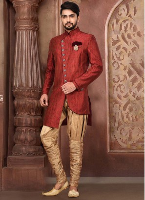 Wedding Wear Maroon Indowestern Set