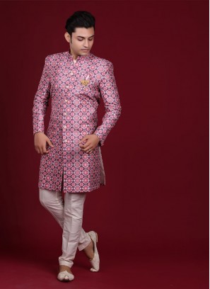 Wedding Wear Mens Printed Indowestern