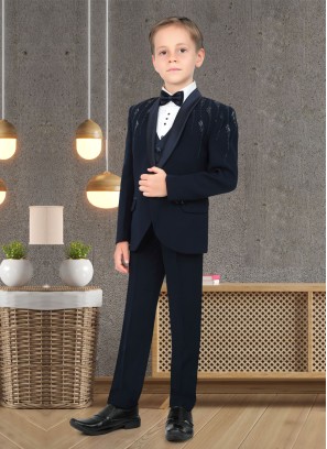 Wedding Wear Navy Blue Suit For Boys