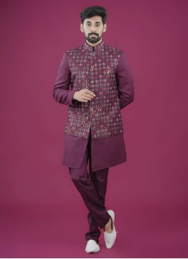 Wedding Wear Nehru Jacket Set For Men