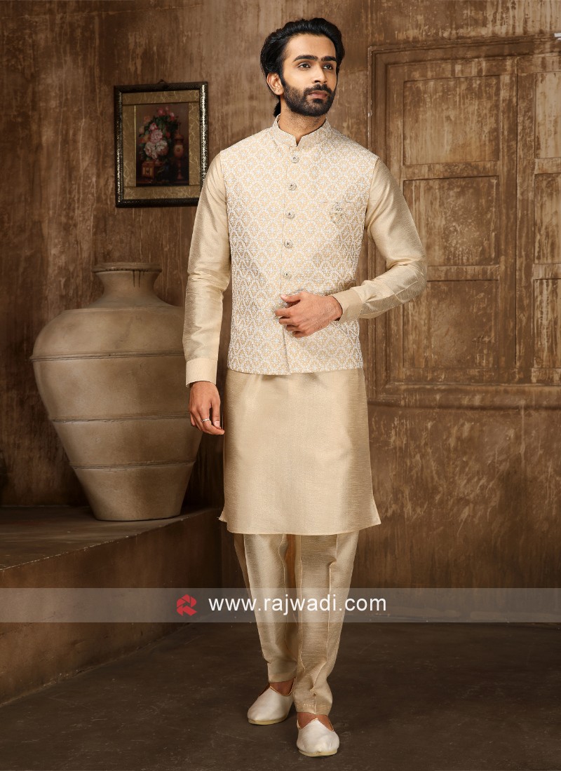 Cream color nehru on sale jacket