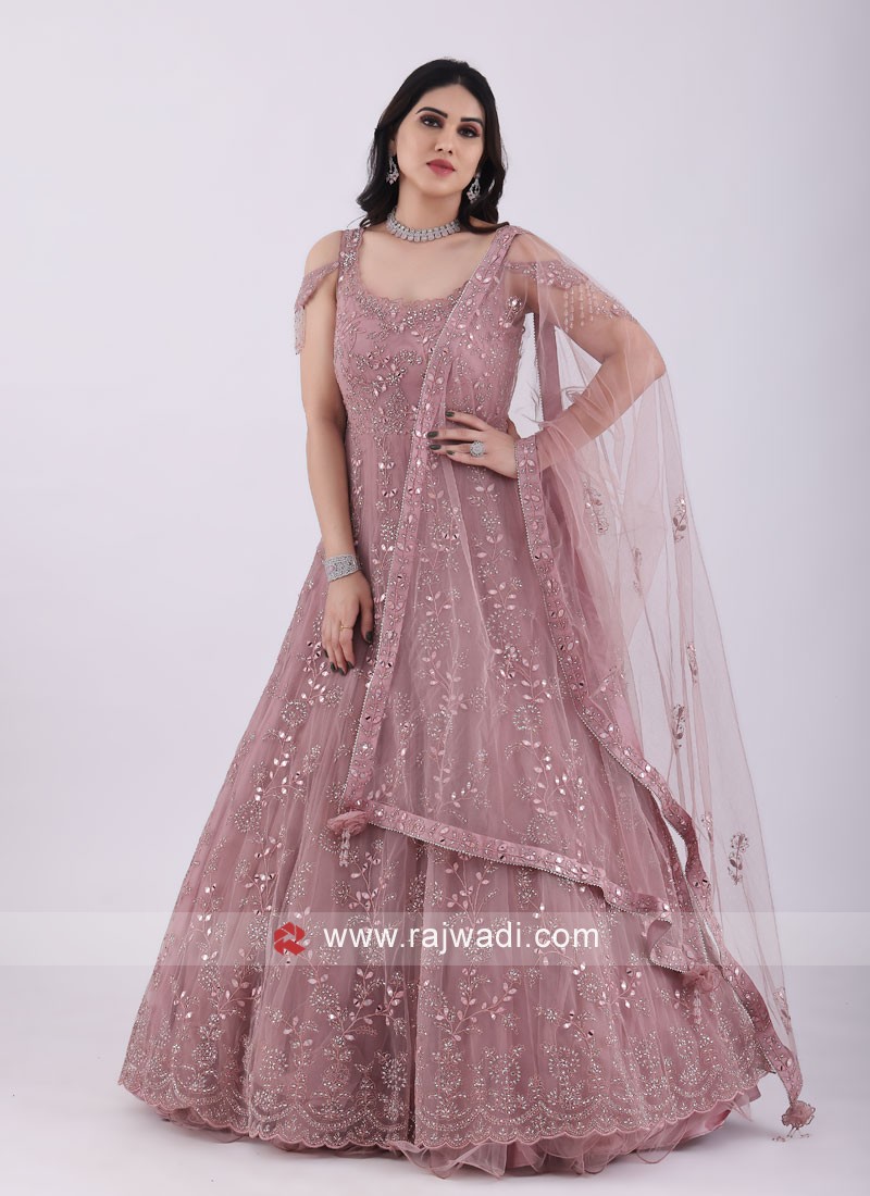 Wedding occasion Special Pink Color Designer Gown in Net ...