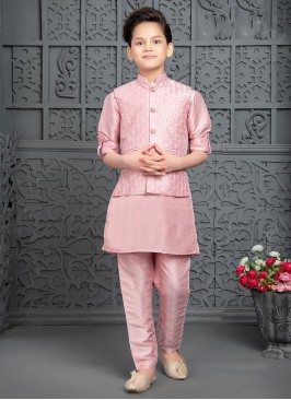 Wedding Wear Onion Pink Nehru Jacket Set