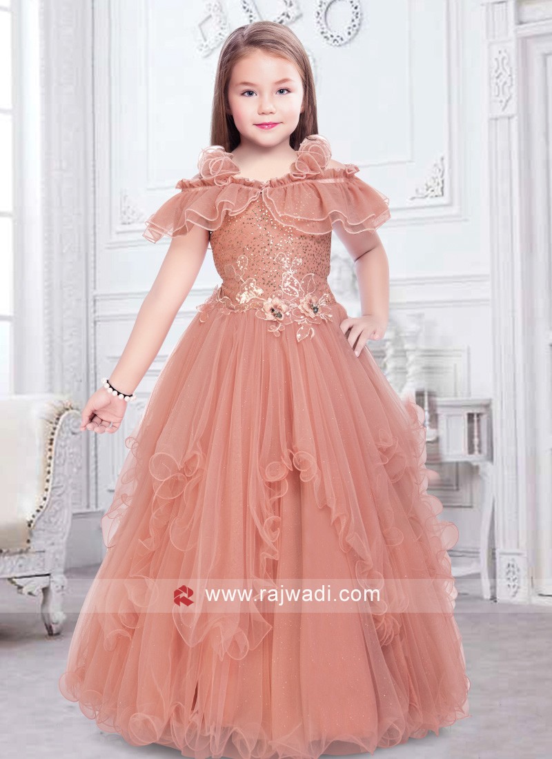 Peach color outlet wedding gown