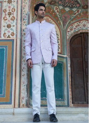 Wedding Wear Pink Jodhpuri Suit For Men