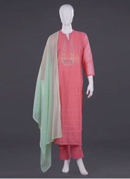 Elegant Pink Silk Pant Style Salwar Kameez