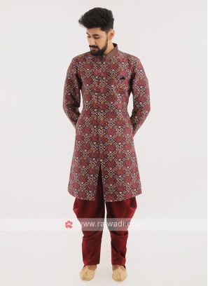 Wedding Wear Printed Indo western For Men