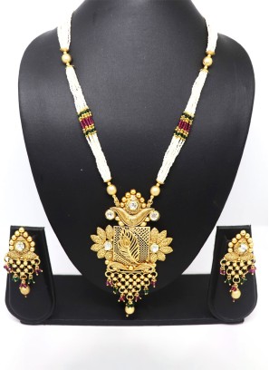 Wedding Wear Pure Brass Metal Long Necklace Set