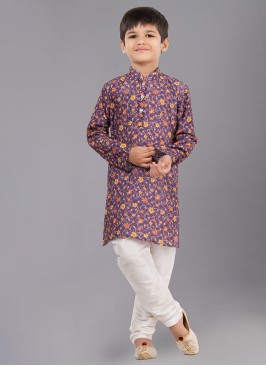 Wedding Wear Purple Floral Printed Kurta Pajama