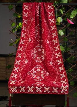 Wedding Wear Red Velvet Dupatta