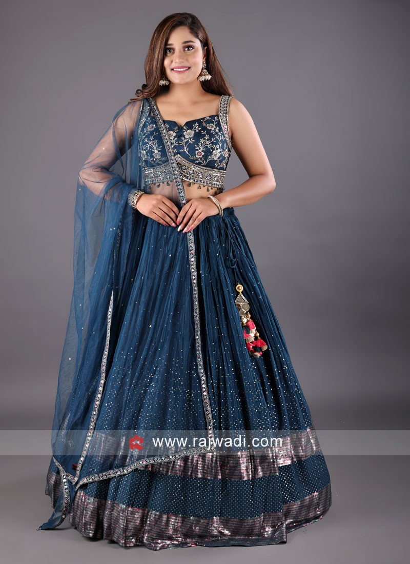 Ice Blue net lehenga – Shakuntlam