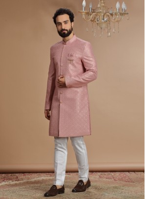 Wedding Wear Silk Indowestern For Men