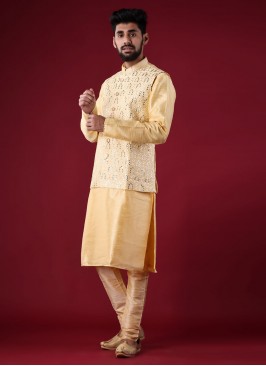 Wedding Wear Thread Work Nehru Jacket Suit