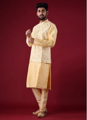 Wedding Wear Thread Work Nehru Jacket Suit