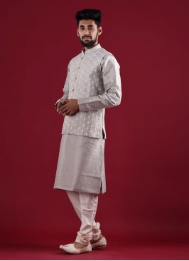 Wedding Wear Thread Work Nehru Jacket Suit