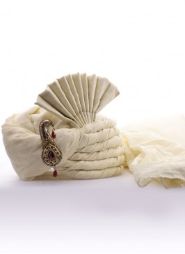 Wedding Wear Turban In Cream Color