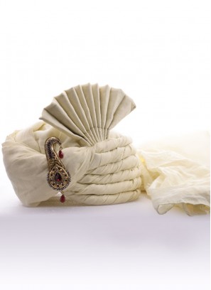 Wedding Wear Turban In Cream Color