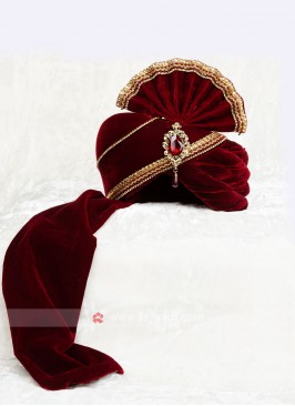 Wedding Wear Velvet Maroon Safa