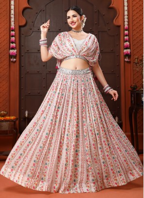 white chiffon lehenga with designer choli 51622