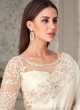 Mesmerizing White Sequins Embellished Georgette Satin Saree