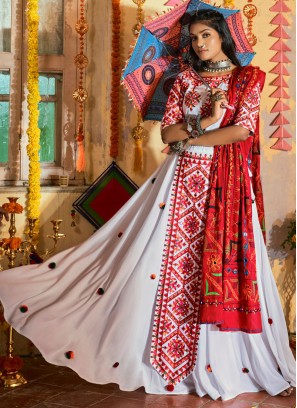 Navratri Special White Muslin Cotton Chaniya Choli