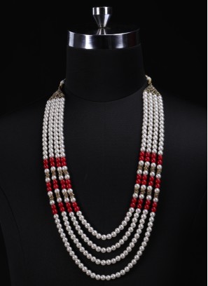 White Color Pearl Mala For Wedding