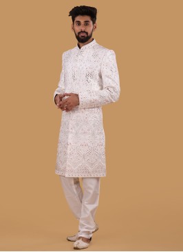 White Designer Sherwani