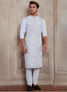 White Festive Wear Kurta Pajama