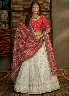 Gorgeous White Georgette Designer Lehenga Choli