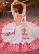 White & Pink Kutchi Embroidered A Line Lehenga Choli
