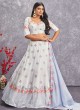 White Floral Georgette A Line Lehenga Choli