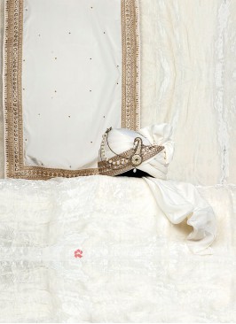 White Wedding Turban And Dupatta For Groom