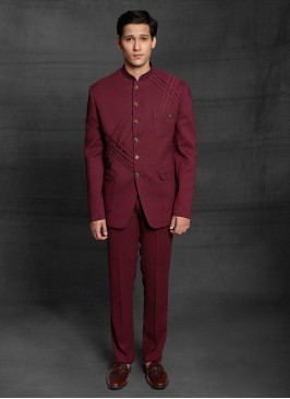 Wine Color Jodhpuri Suit In Imported Fabric