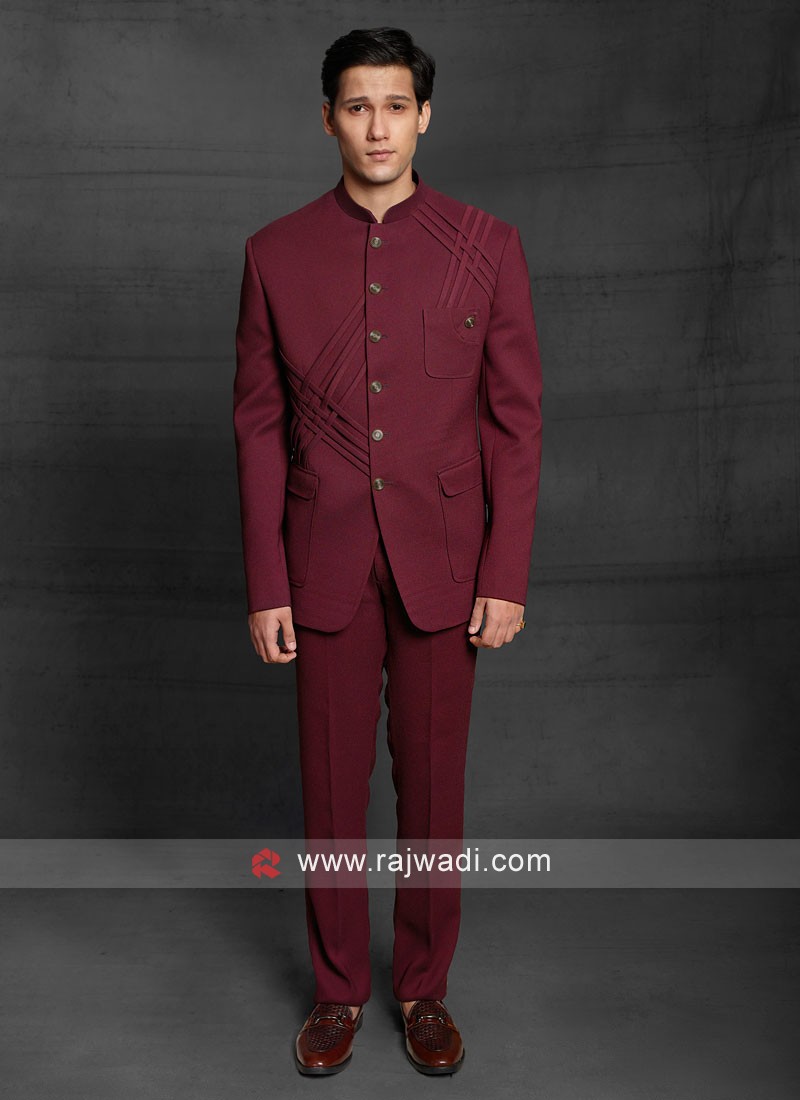 Jodhpuri suit outlet wine colour