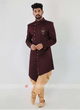 Wine Color Mens Indo-Western