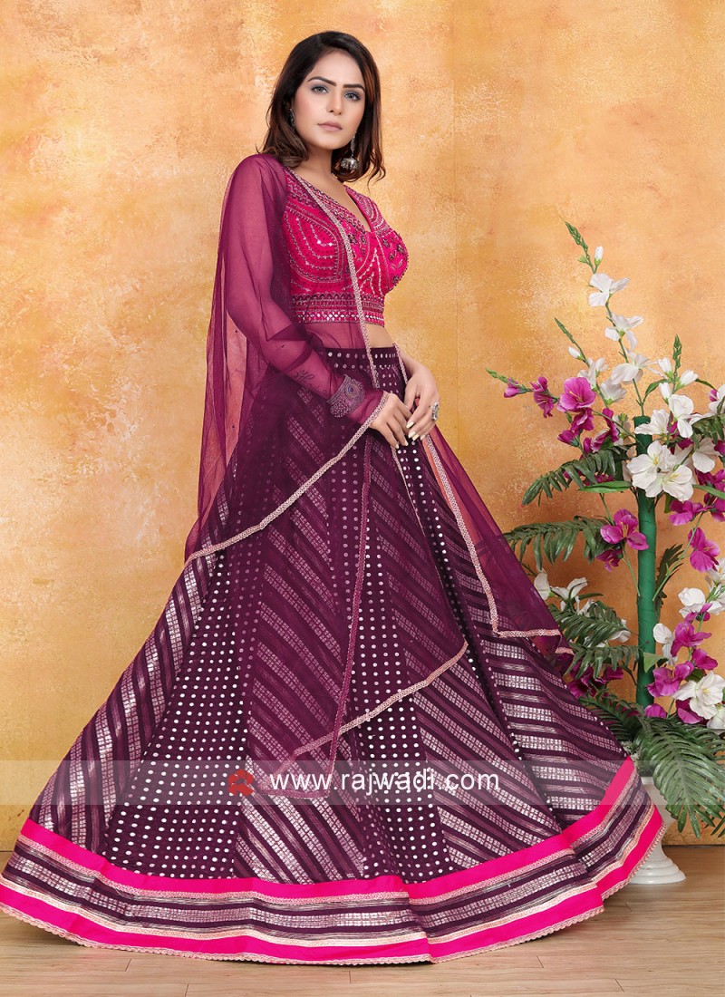 Marriage special Sequence Work Wine Color Lehenga Choli