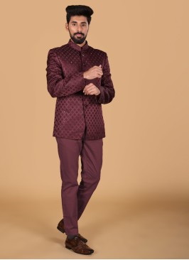 Wine Jodhpuri Suit For wedding Wear