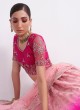 Shaded Pink Heavy Embroidered Net Wedding Lehenga Choli